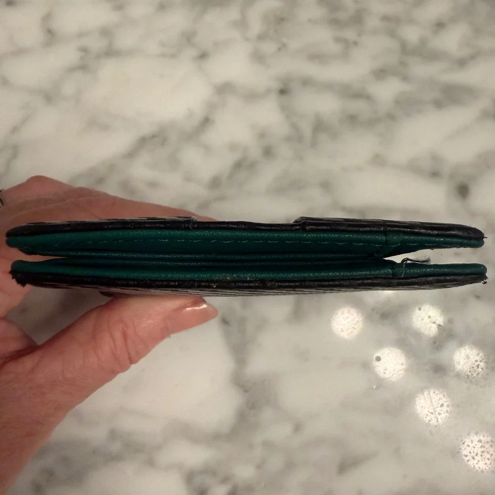 Runbox Mens Carbon Fiber Bifold Wallet with Money Clip Black Teal Green Slim EDC
